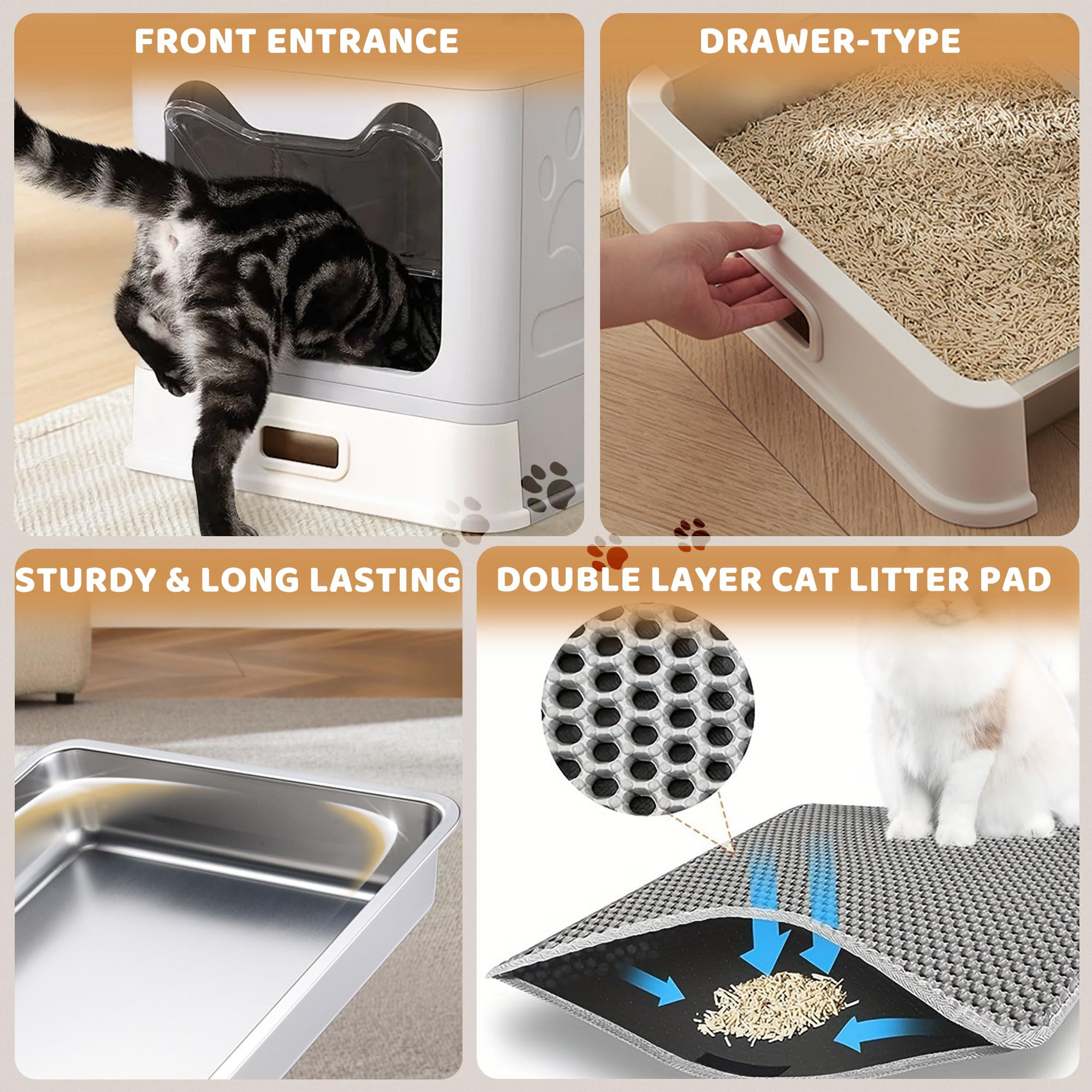 Tehoao cat litter box low entrance aids elderly or short-legged cats