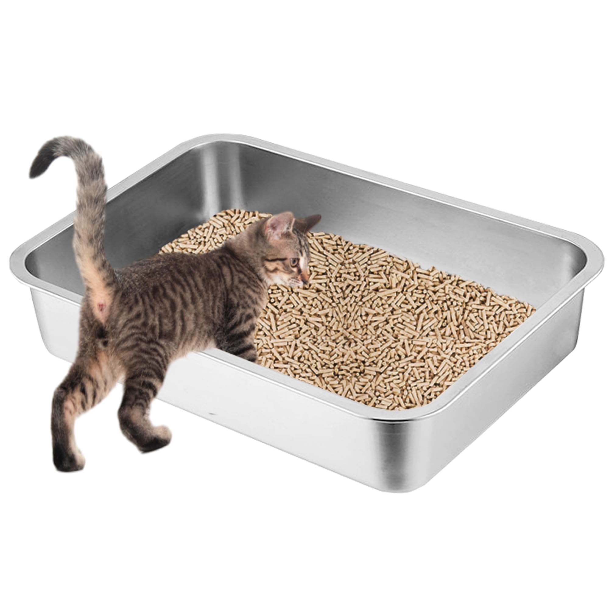Tehoao low-entry litter box reinforced handles simplify transport.