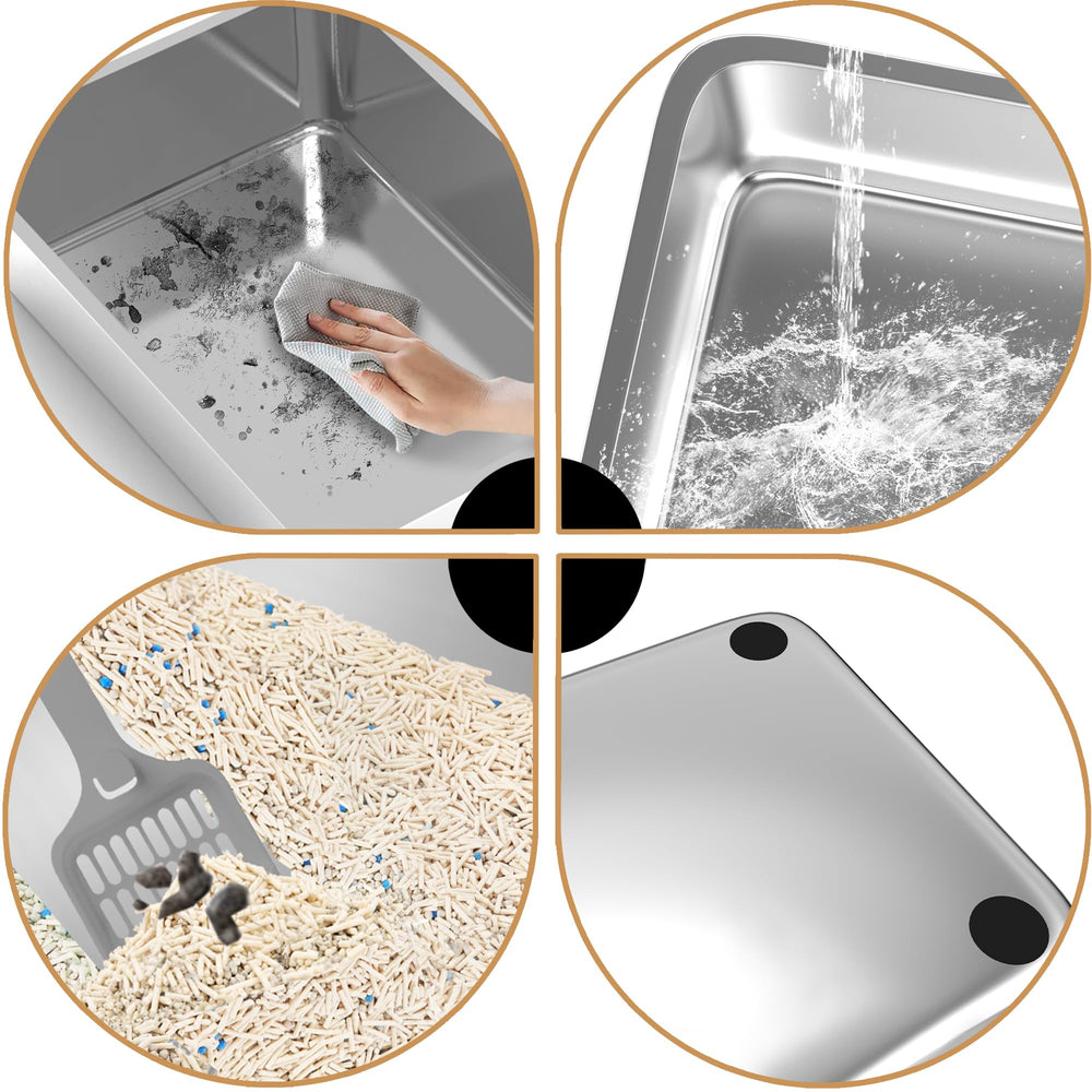 Tehoao XL sifting box in use with a large cat, showcasing easy entry