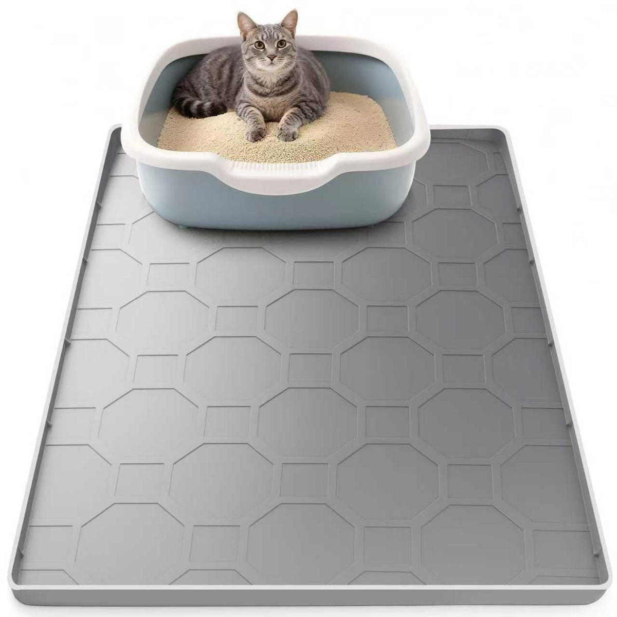 Teikugv cat litter mat 34x22 arch-trap design catches litter for cleaner floors