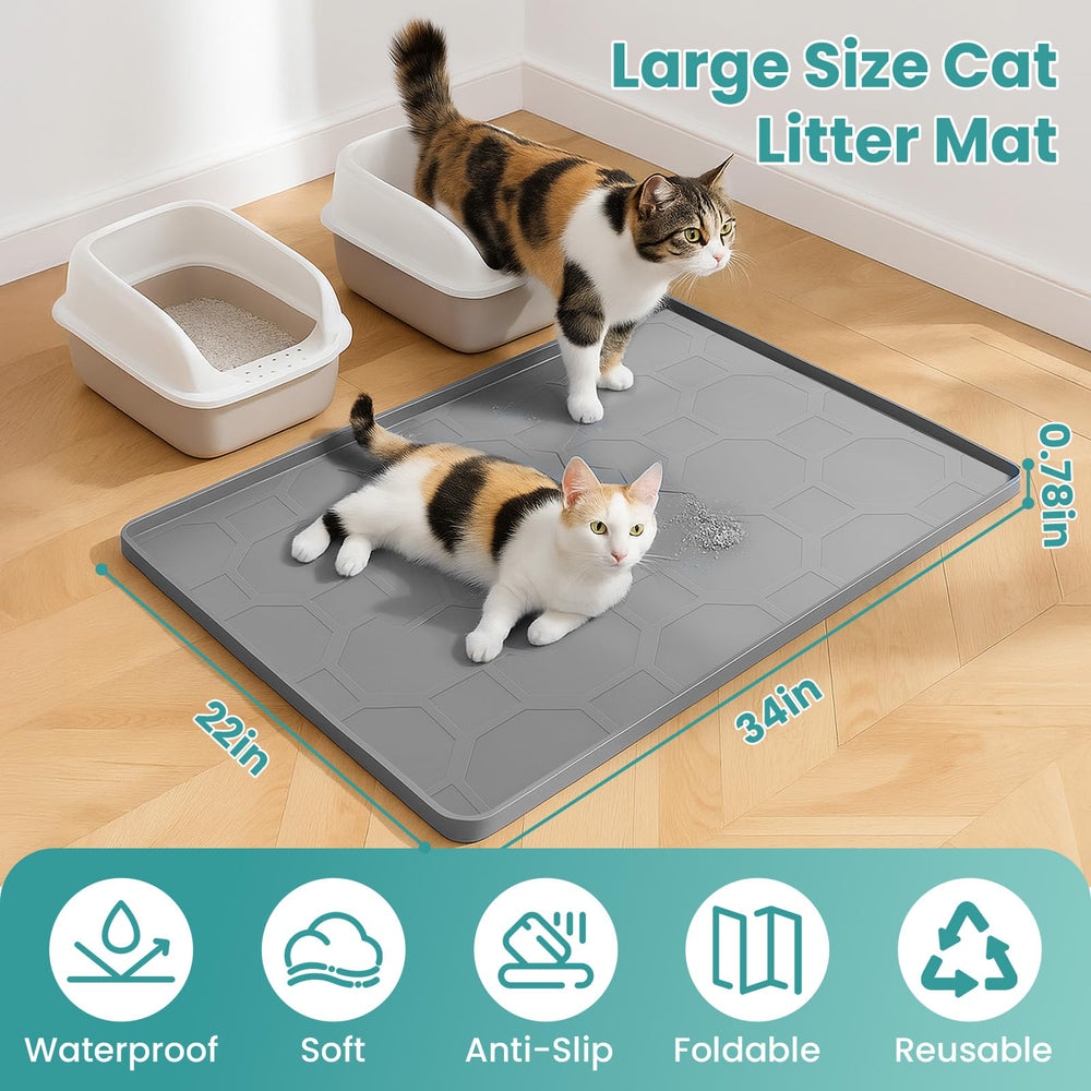 Teikugv silicone cat litter mat waterproof surface protects floors from spills