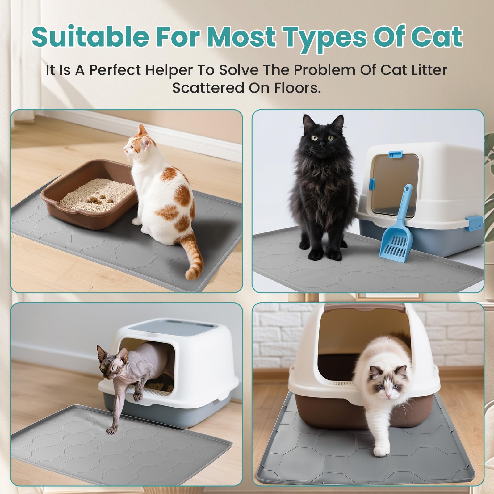 Teikugv silicone litter mat durable and reusable for long-term use