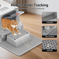TEKEPL stainless steel litter box interior view reveals roomy space for large cats.