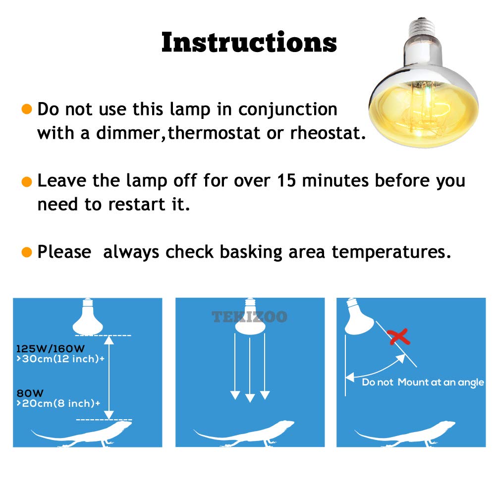 TEKIZOO 125W sun lamp-reptile-enclosure-setup ensures reliable warm light and UV exposure.
