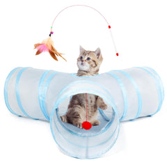 Tempcore 3-Way Cat Tunnel with peek hole for curious cats and interactive play.
