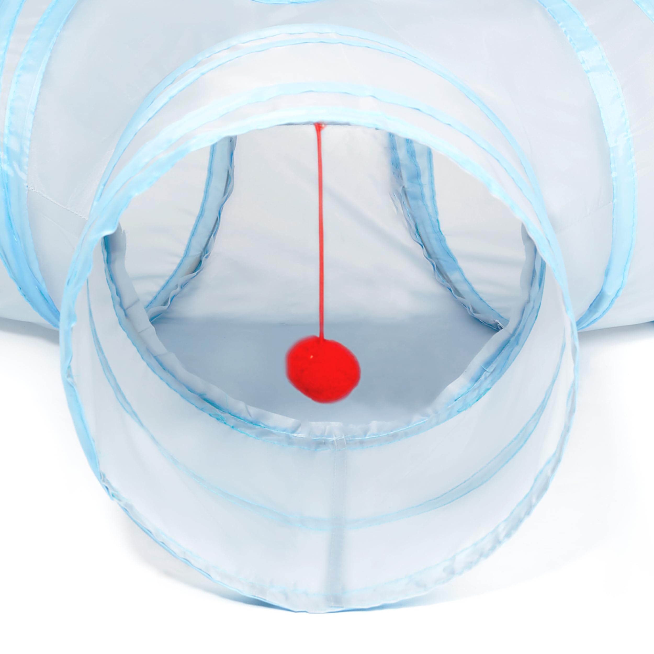 Portable cat tunnel ideal for apartments, hotels, and travels.