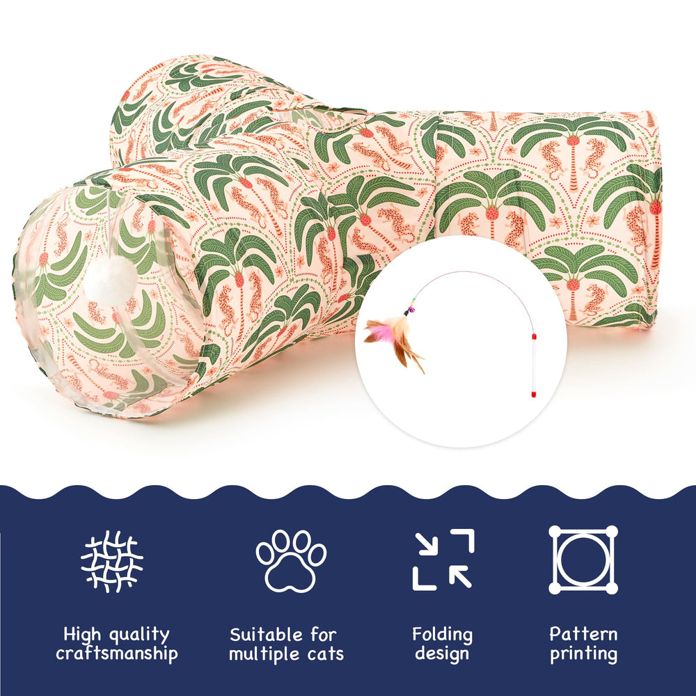 Tempcore cat tunnel safe design with reinforced ends minimizes collapse during play.