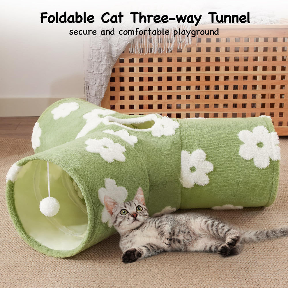 Tempcore Flannel Cat Tunnel peephole invites peek-a-boo play.