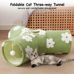 Tempcore Flannel Cat Tunnel peephole invites peek-a-boo play.