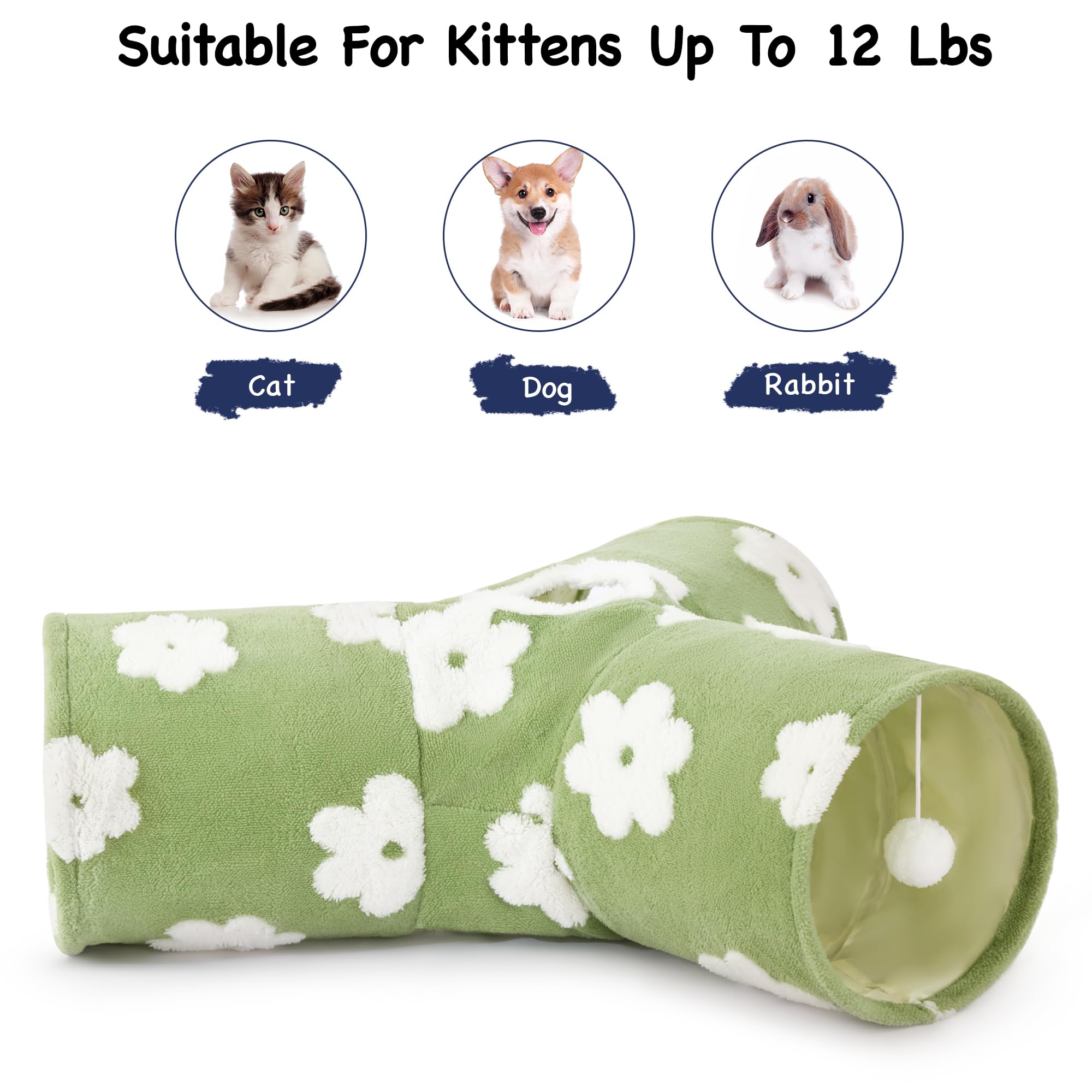 Tempcore Flannel Cat Tunnel design with three roomy tunnels for variety.