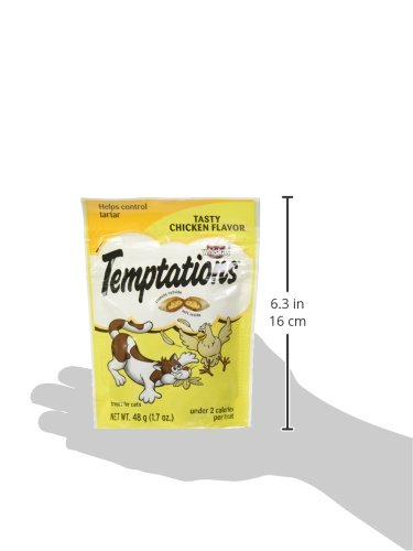 Temptations Classic Chicken nutrition label closeup communicates suitability for all life stages.