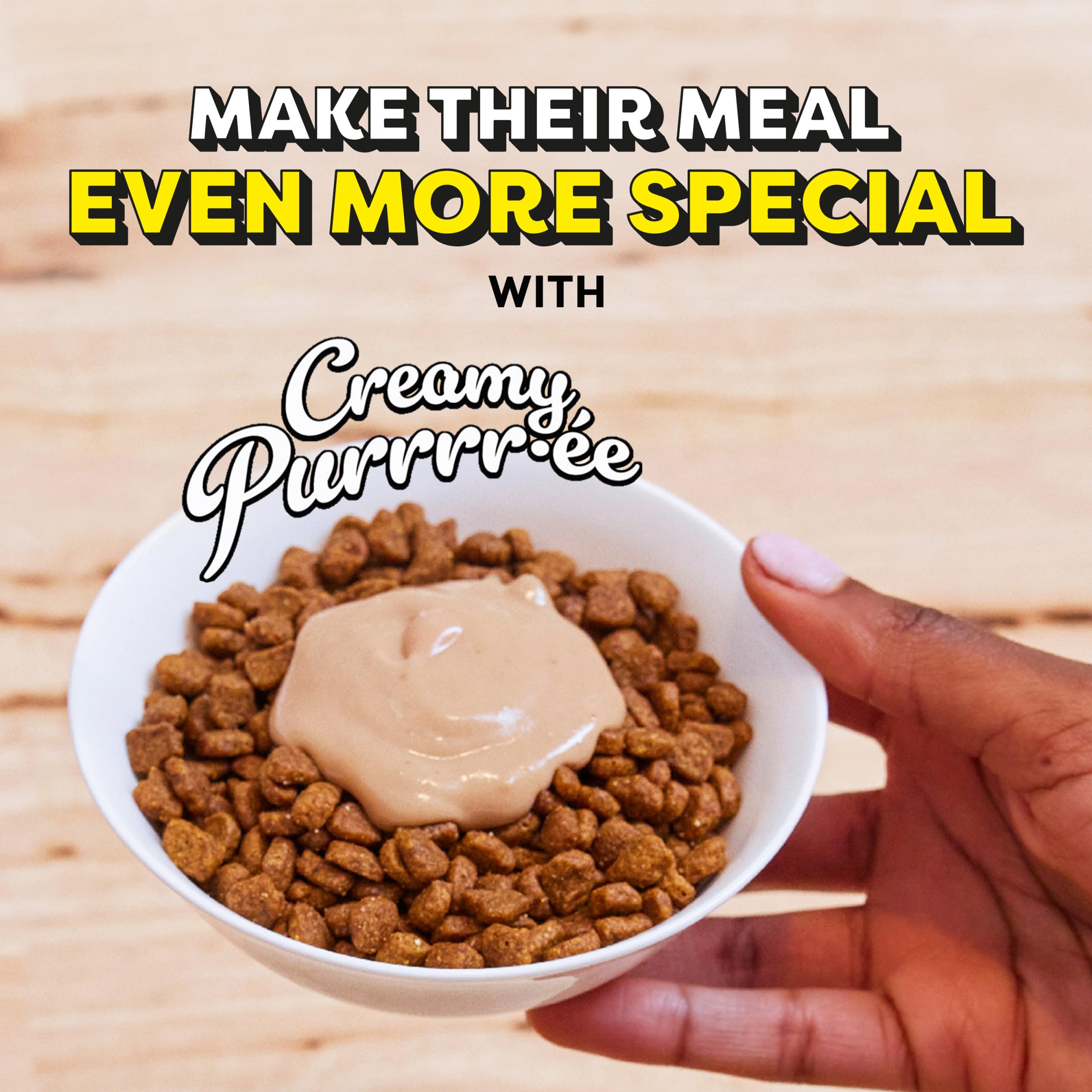 Temptations Creamy Puree under 15 calories per pouch supports mindful treat moments.