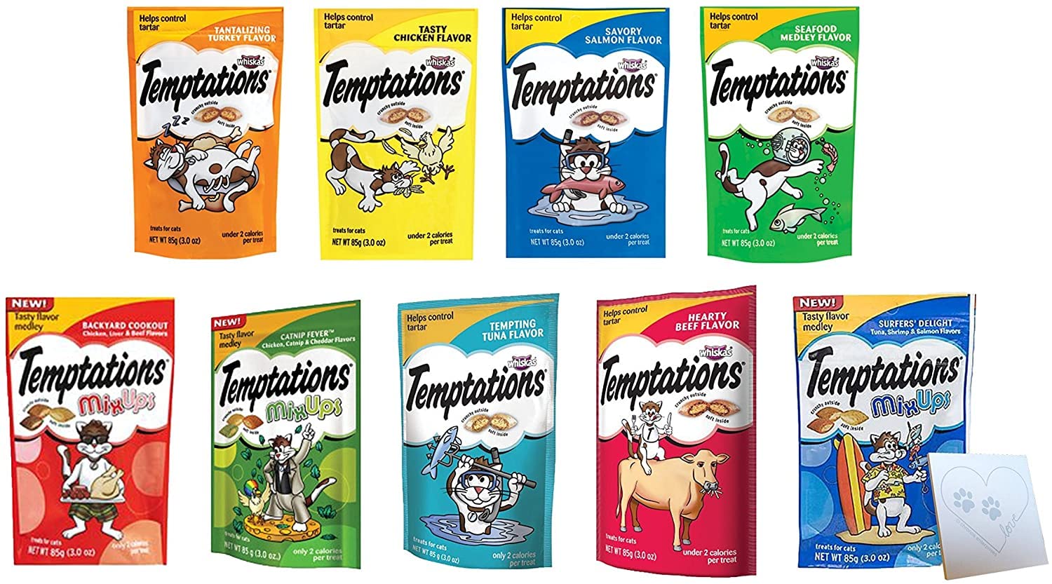 Temptations variety-pack chicken 3oz bag—crunchy shell with creamy center for daily rewards.