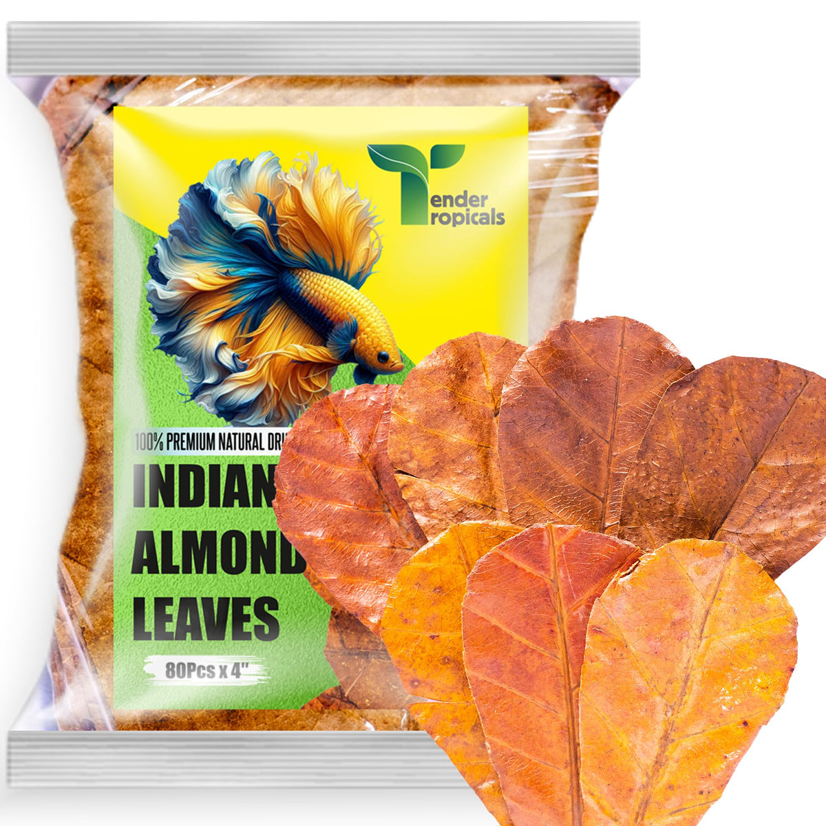 Tender Tropicals Indian Almond leaves packaging prepared for natural aquarium water conditioning