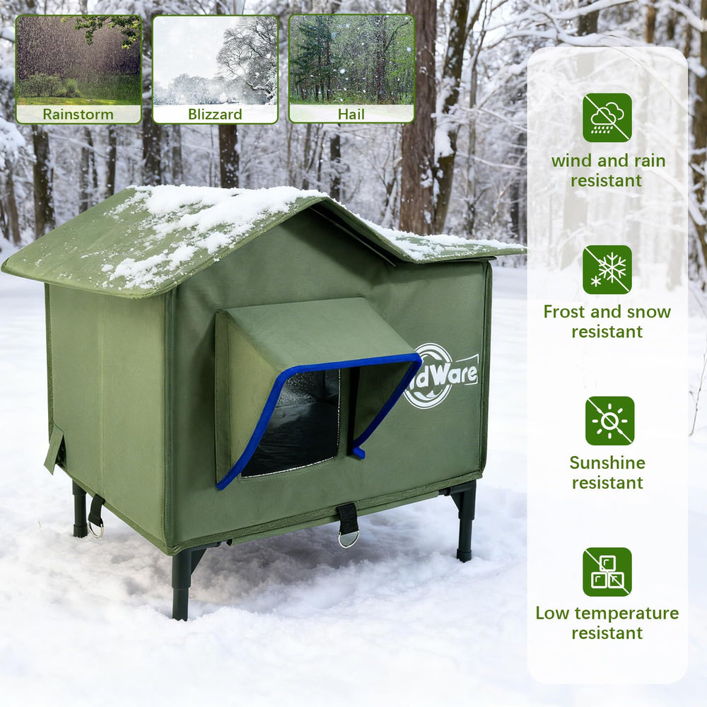 TENDWARE cat house door flap options highlight wind protection and thermal insulation.