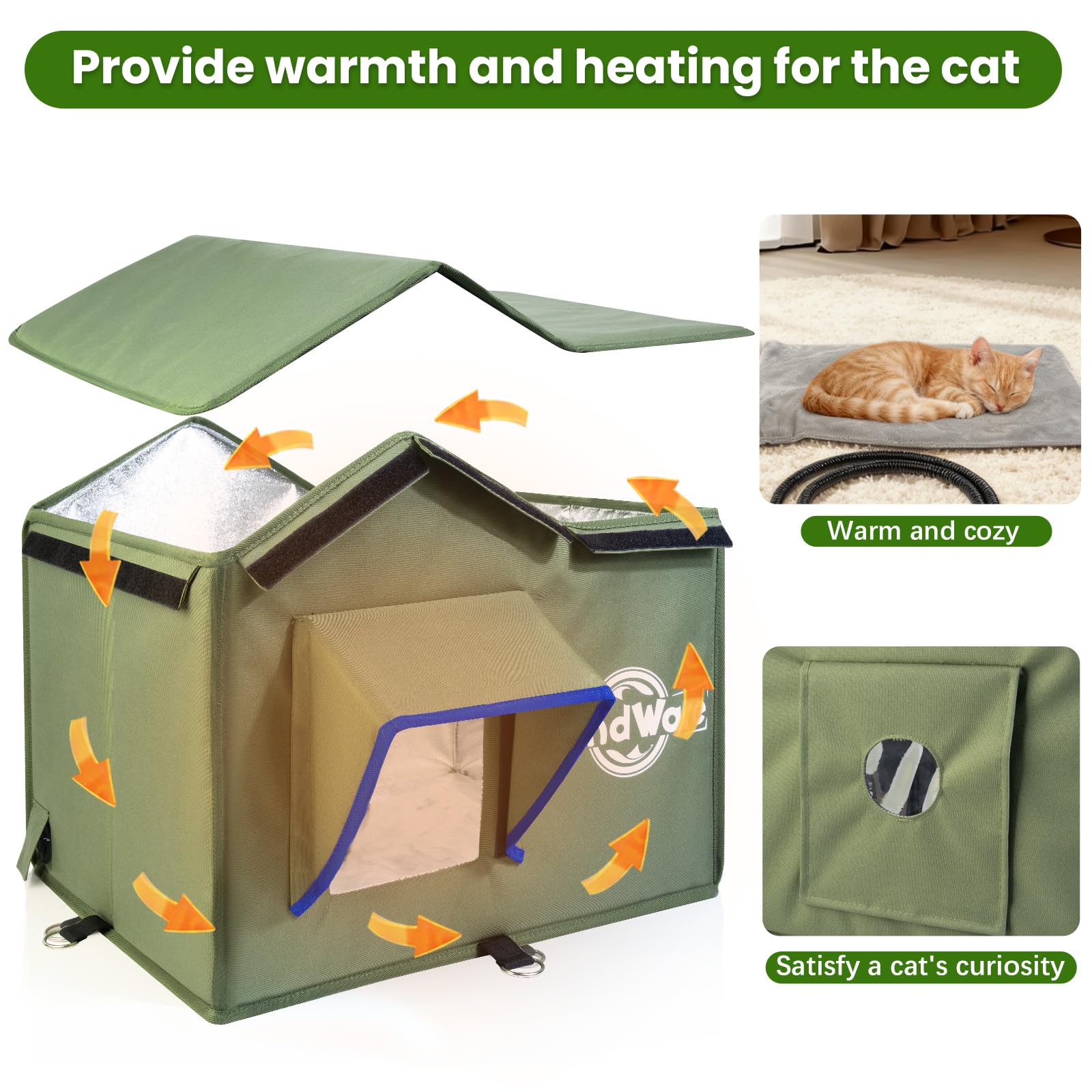 TENDWARE cat house elevated base helps prevent moisture and keeps the floor dry.