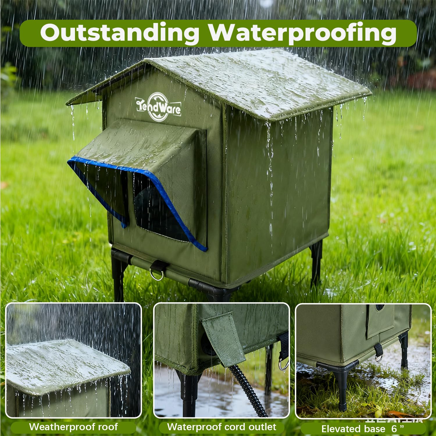 TENDWARE outdoor cat house dual-exits provides safer escape routes for feral cats