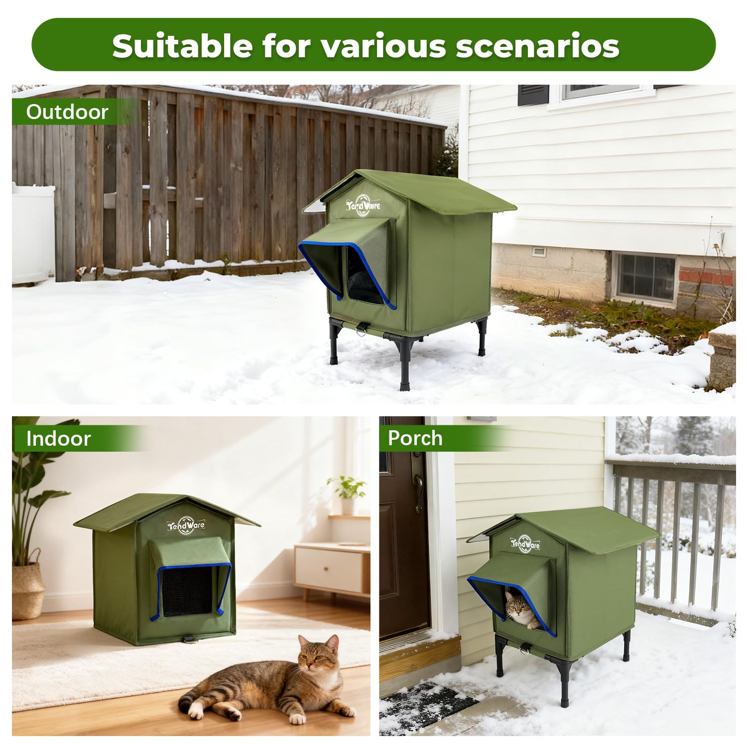TENDWARE outdoor cat house easy-assembly-portable lets you relocate shelter quickly