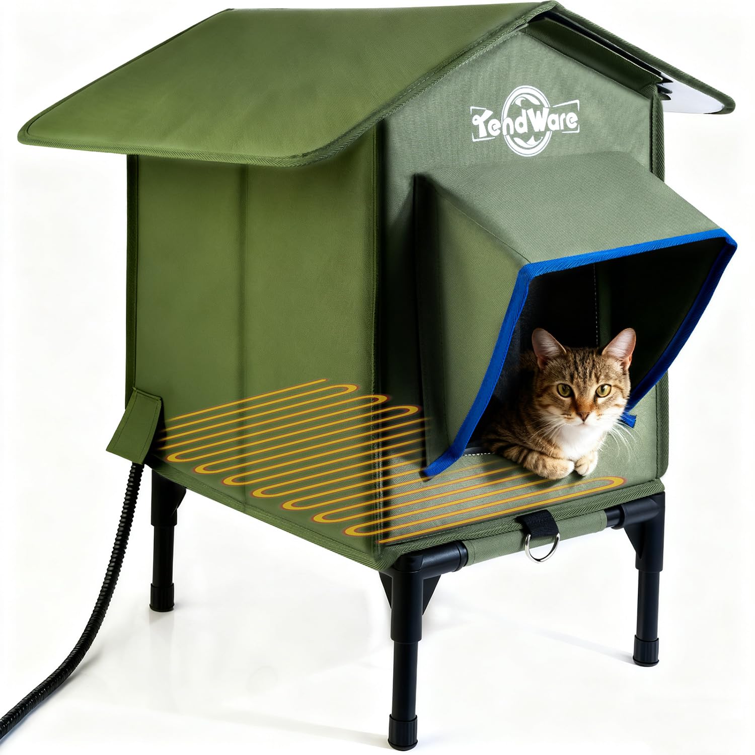 TENDWARE outdoor cat house elevated-base keeps shelter dry and warm for outdoor cats