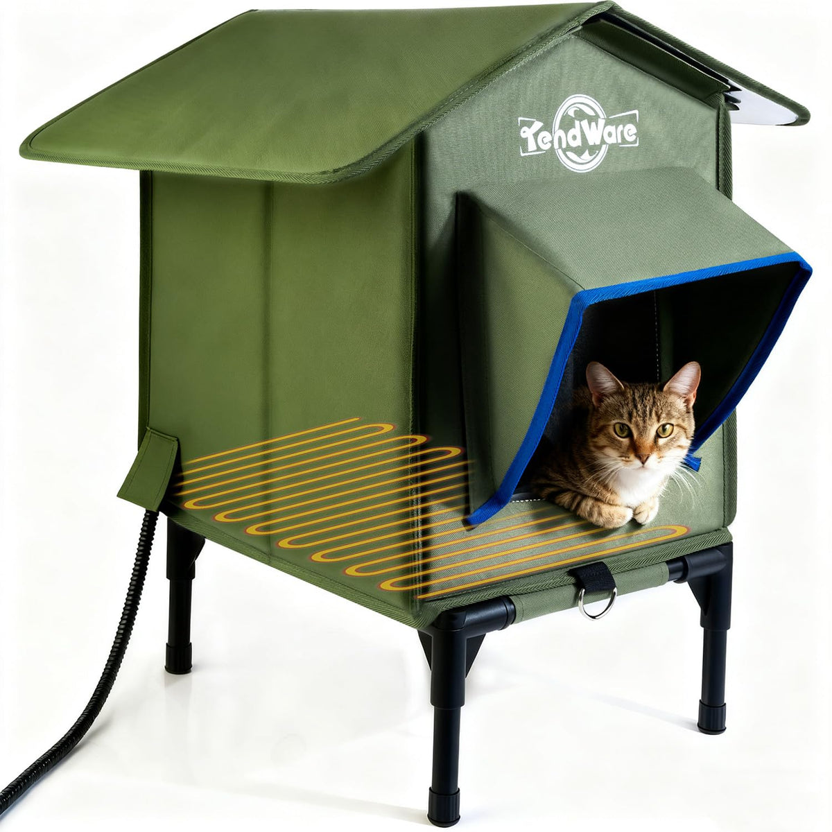 TENDWARE outdoor cat house elevated-base keeps shelter dry and warm for outdoor cats