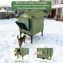 TENDWARE outdoor cat house magnetic-door enables safe exits with a protective barrier