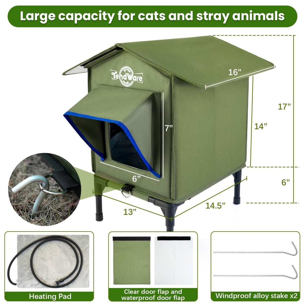 TENDWARE outdoor cat house peep-window allows quick checks without disturbing warmth
