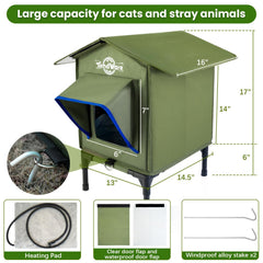 TENDWARE outdoor cat house peep-window allows quick checks without disturbing warmth