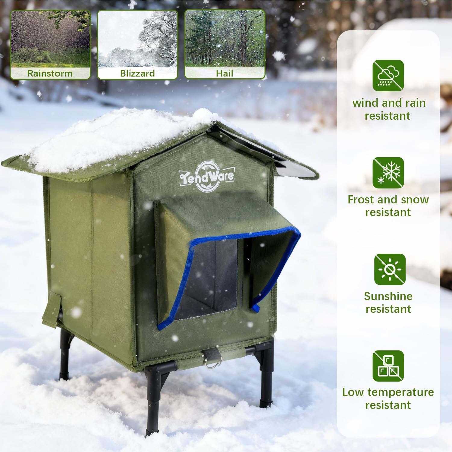 TENDWARE outdoor cat house thermal-insulation improves warmth and comfort in cold weather