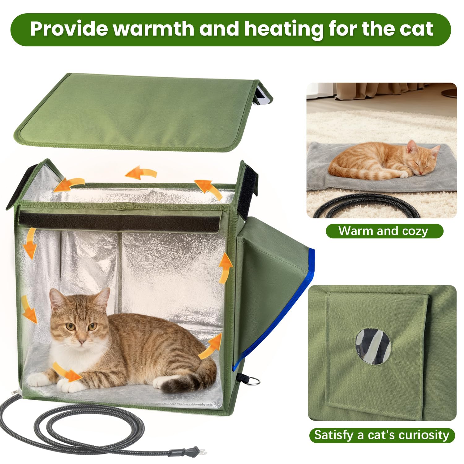 TENDWARE outdoor cat house triangular-roof increases interior space and eases cleaning