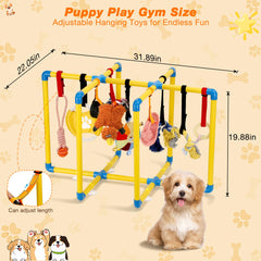 Tengantongda Puppy Play Gym adjustable height adapts to growing puppies for challenge.