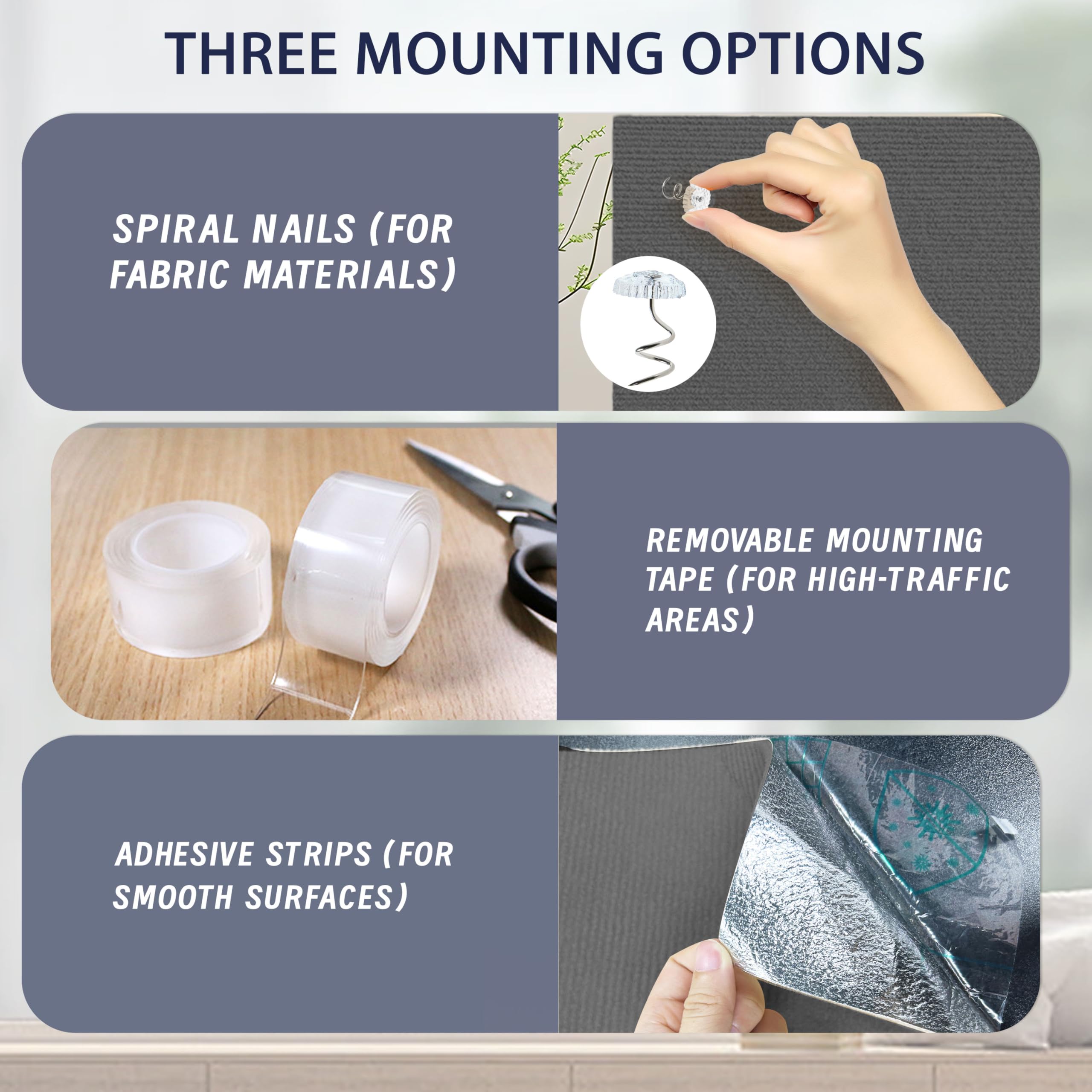 TENGYYY Cat Scratch Furniture Protector Mat 3-in-1 system highlight: adhesive, nails, and tape.