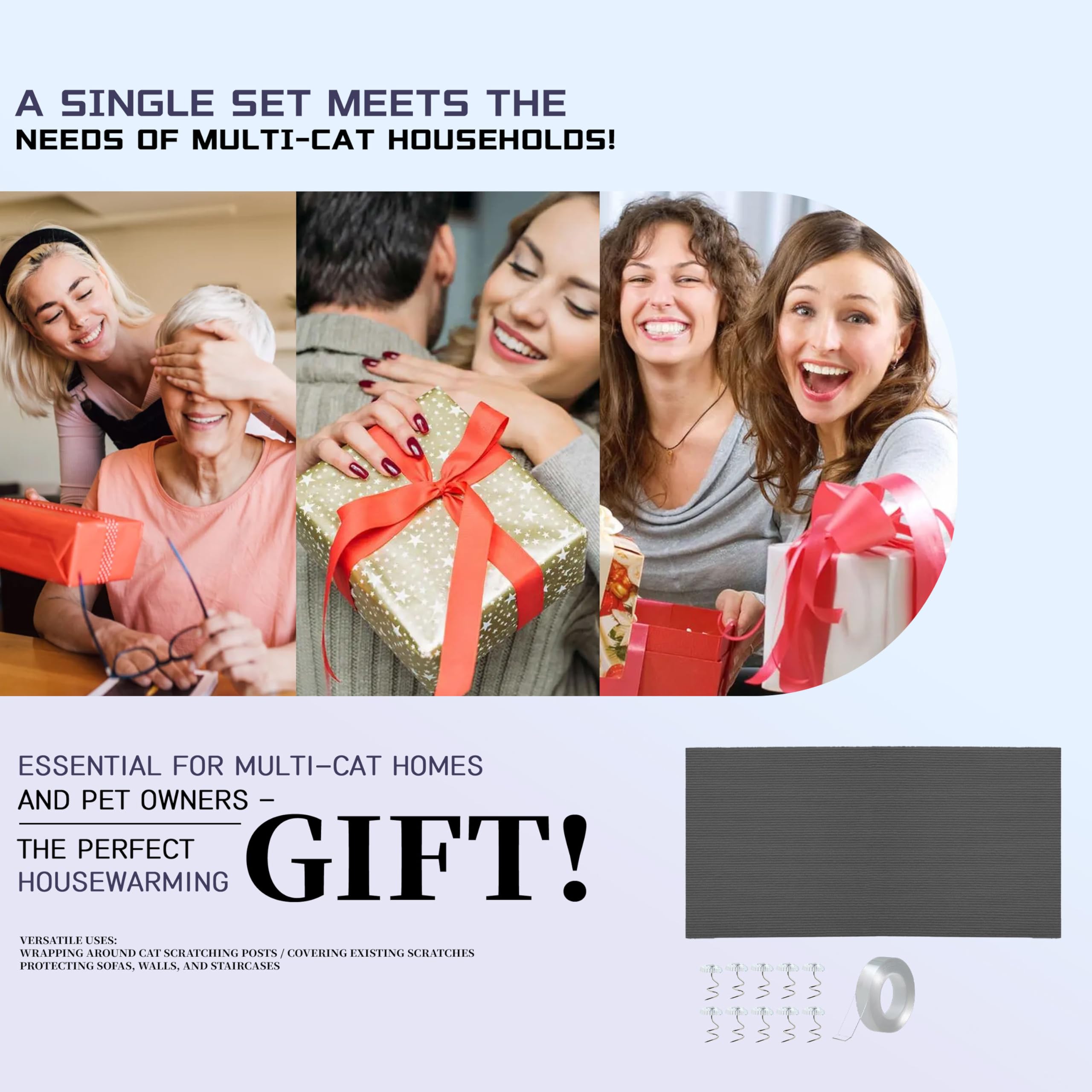 TENGYYY Cat Scratch Furniture Protector Mat applied on a sofa demonstrates instant deterrence.