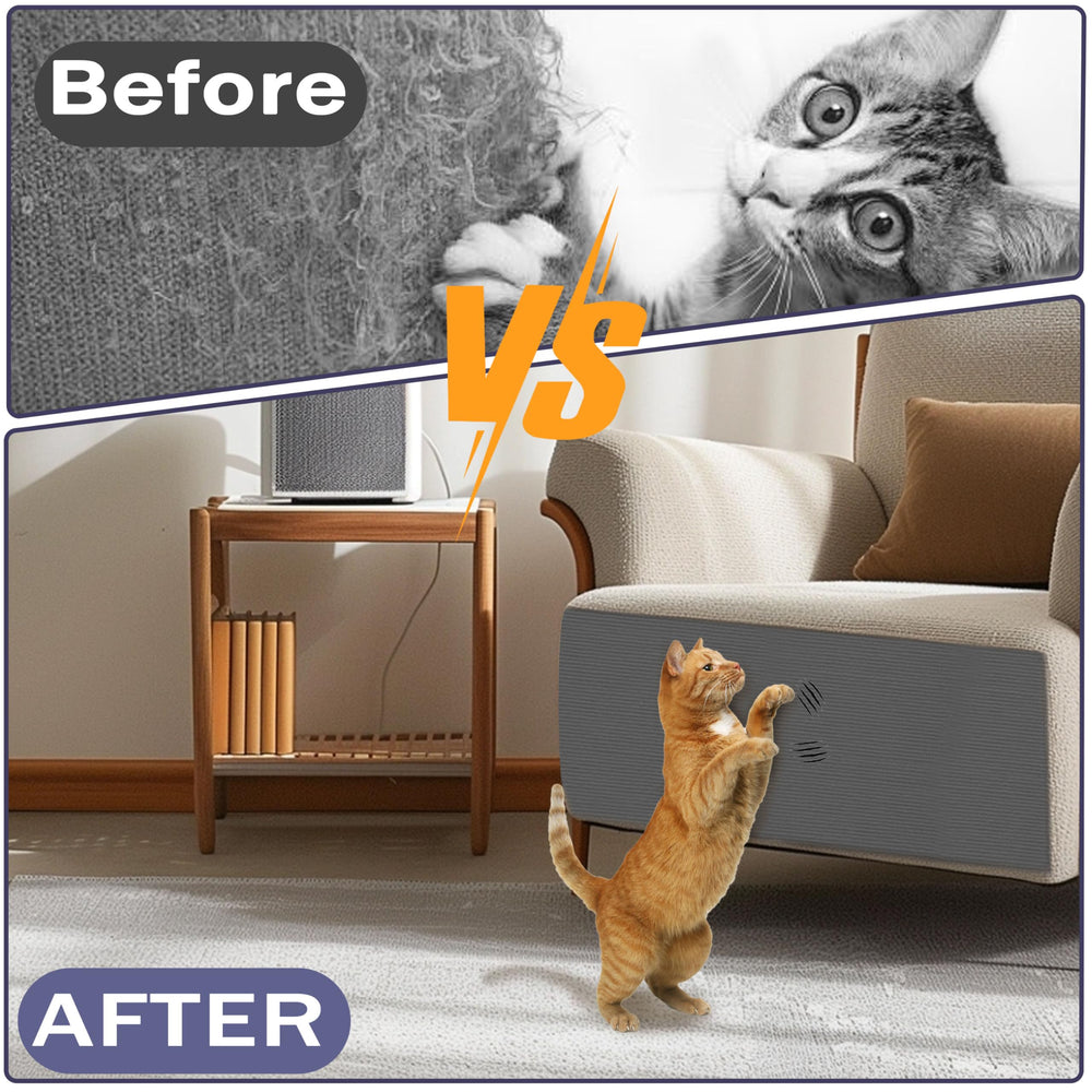 TENGYYY Cat Scratch Furniture Protector Mat corner cut shows customized fit for edges.