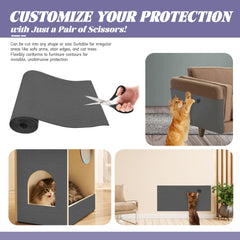 TENGYYY Cat Scratch Furniture Protector Mat showcasing included spiral nails for fabric surfaces.