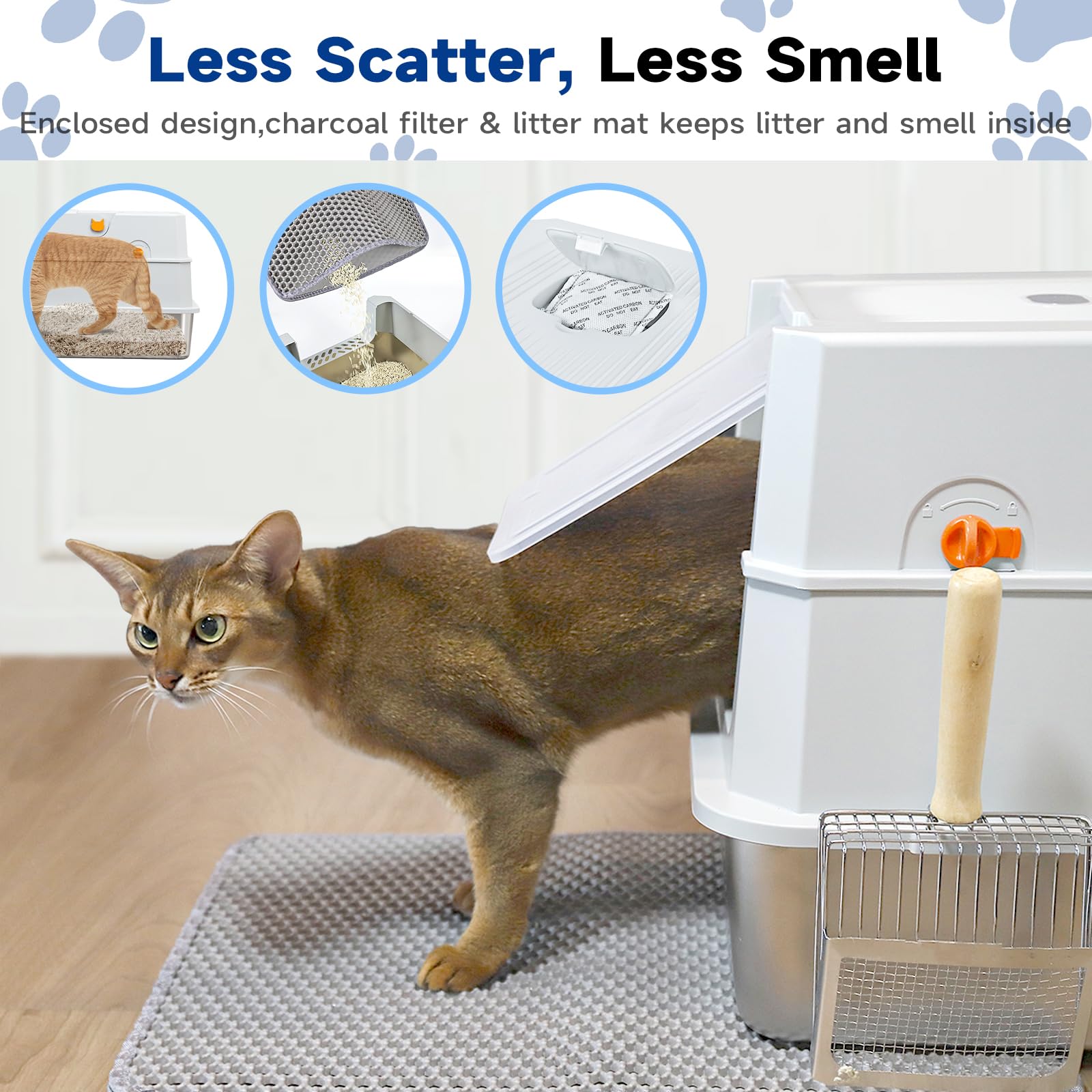 Tentizon dual-layer litter mat catching stray litter from paws for cleaner floors.