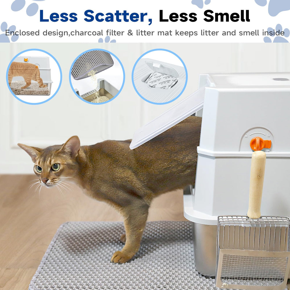 Tentizon dual-layer litter mat catching stray litter from paws for cleaner floors.