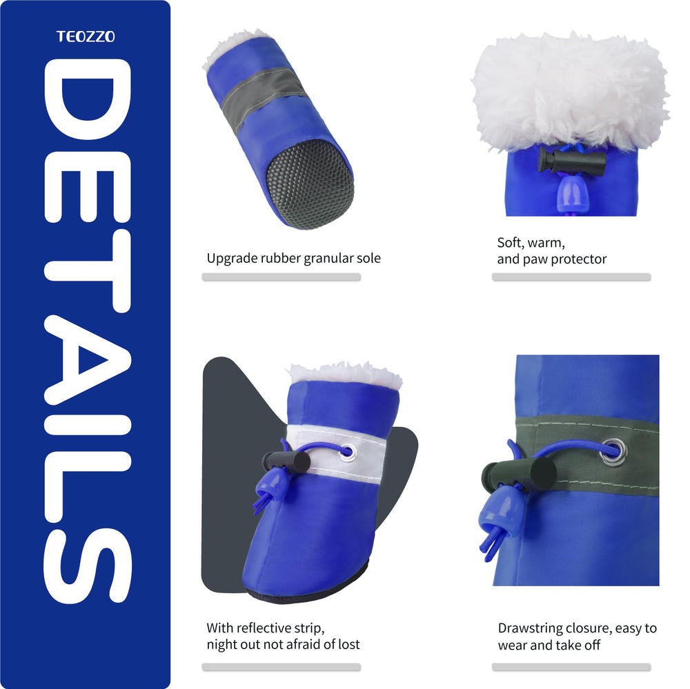 TEOZZO dog boots feature adjustable drawstring for secure fit.