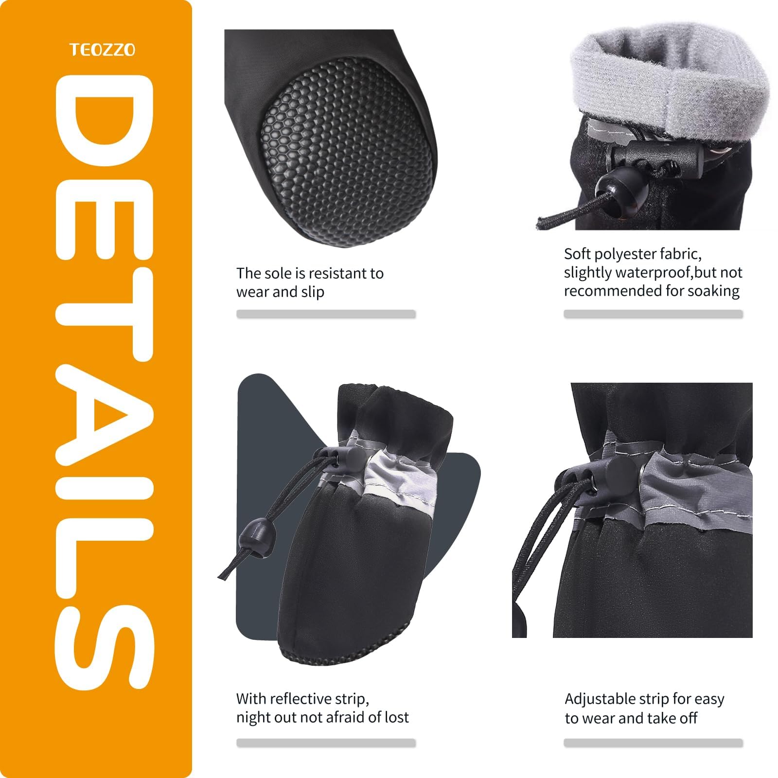 TEOZZO dog shoes with adjustable fit for secure wear.