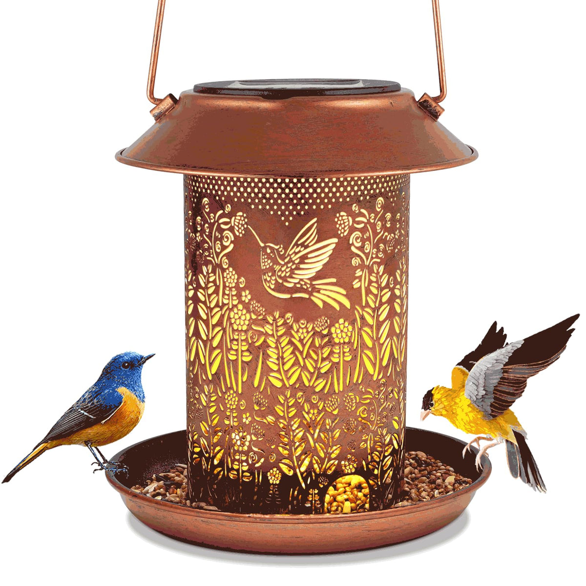 Tepaken bird feeder outdoor hummingbird-pattern projection brightens evenings