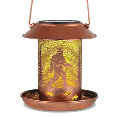 Tepaken Sasquatch bird feeder lantern hanging enhances garden charm and invites birds.