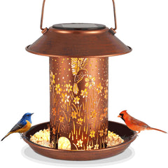 Tepaken Christmas Bird Feeders hummingbird-lantern glows warmly for garden ambiance.