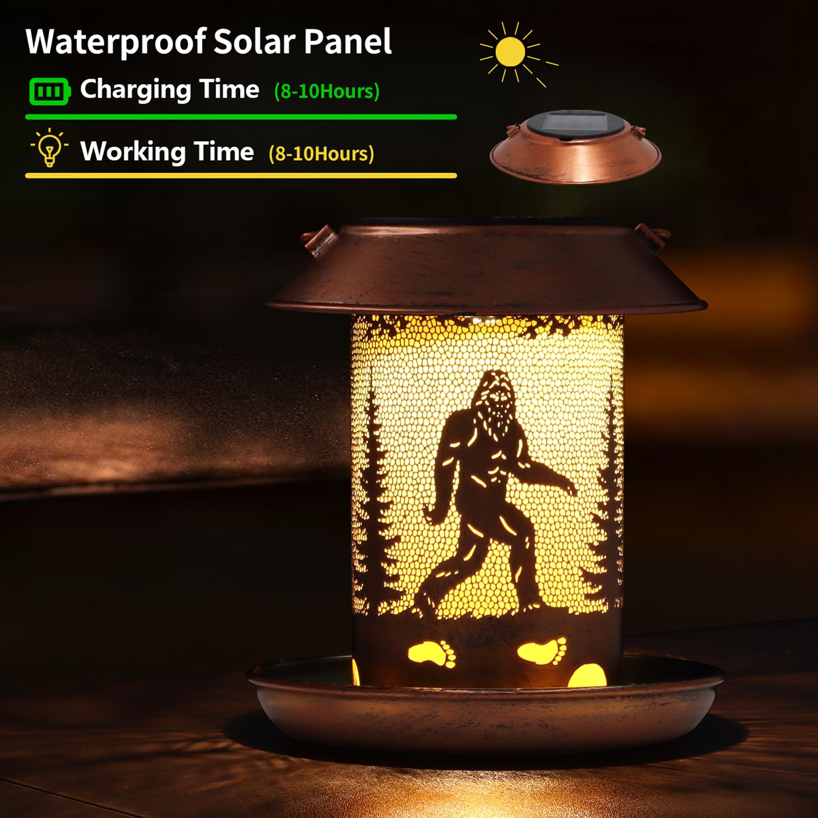 Tepaken solar panel bird feeder setup shows easy on/off operation.