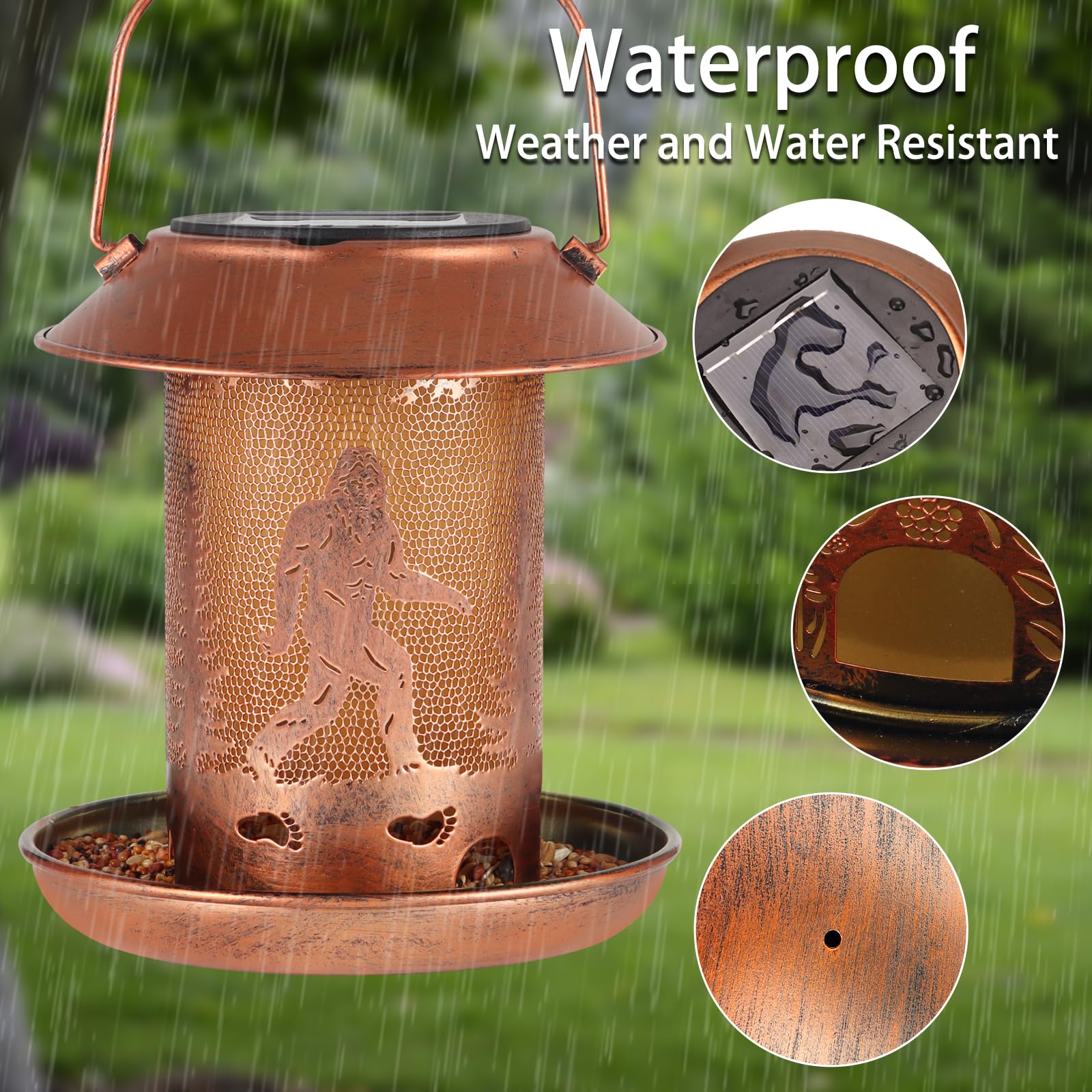 Tepaken waterproof metal feeder with rust-resistant coating endures rain and sun.
