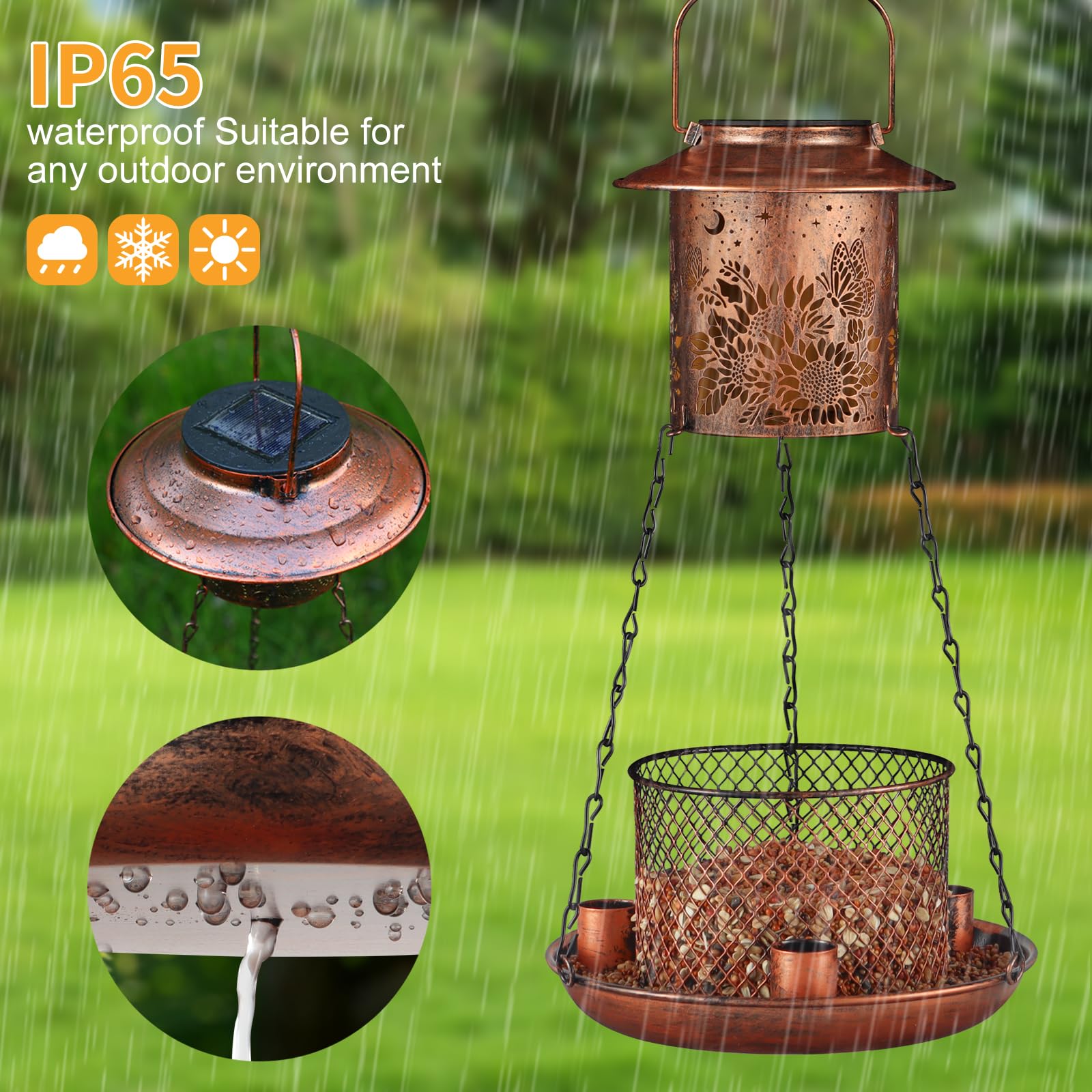 Tepaken Butterfly Solar Bird Feeder auto refill seed tray keeps birds fed.