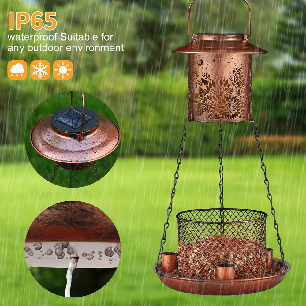Tepaken Butterfly Solar Bird Feeder auto refill seed tray keeps birds fed.