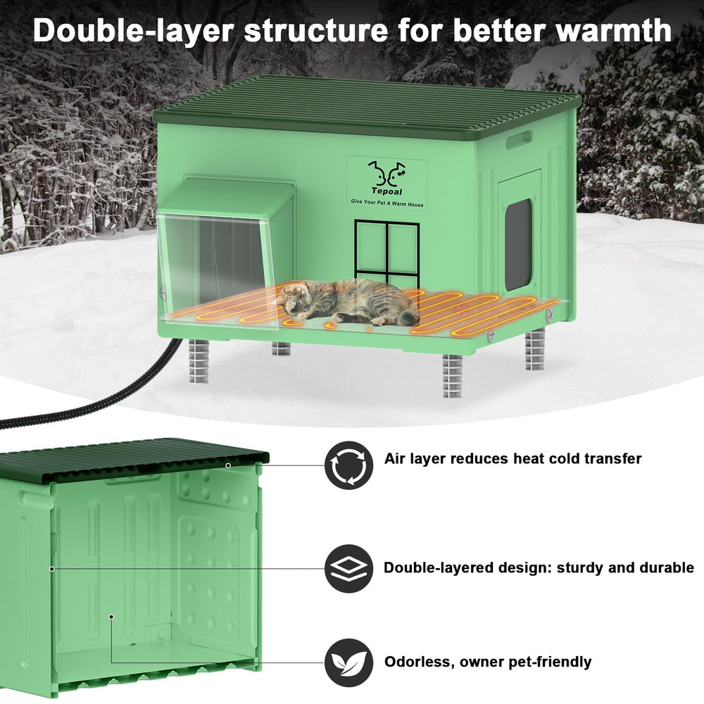 Tepoal elevated design keeps pets dry in wet weather.