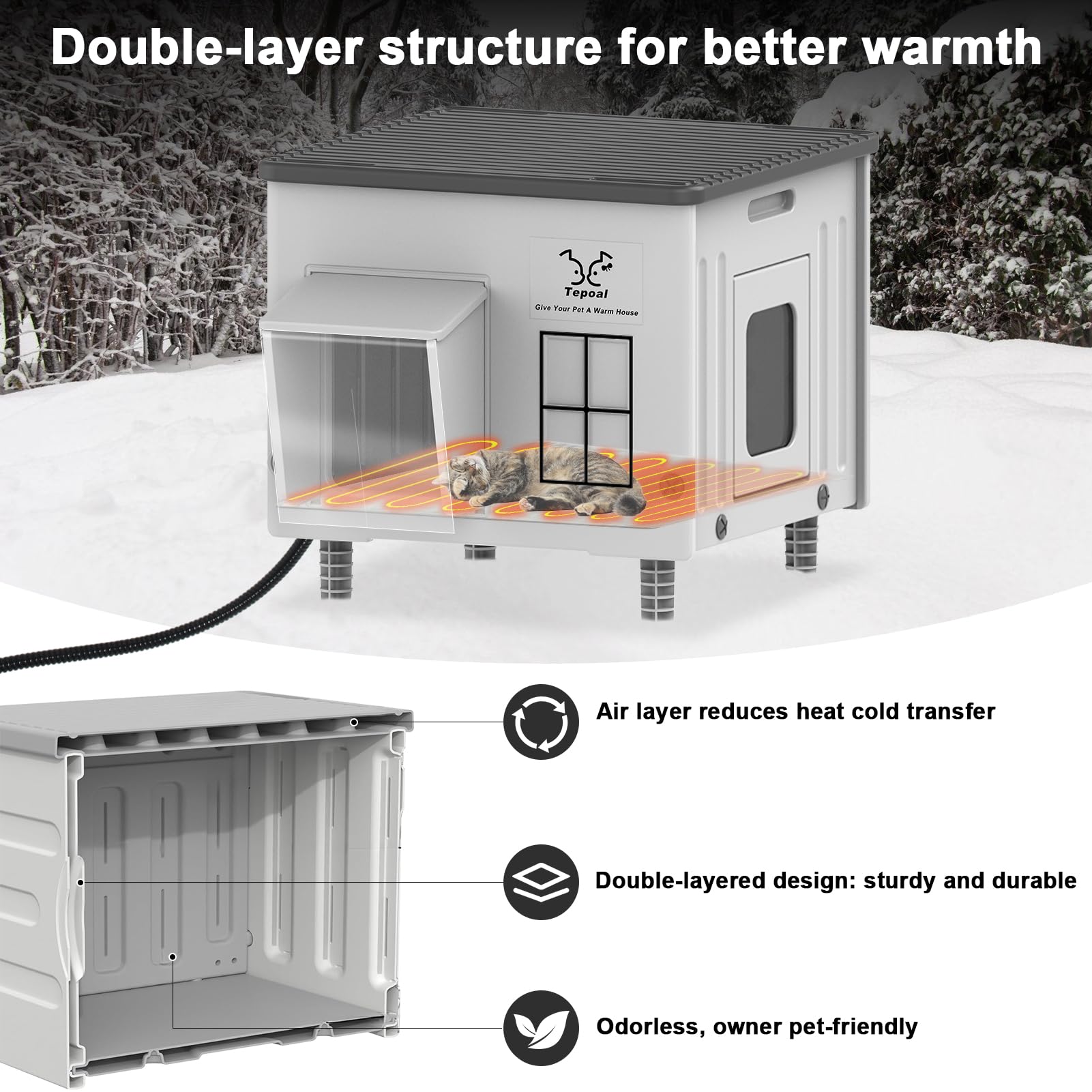 Tepoal stackable design image demonstrates space-saving setup for barns or garages