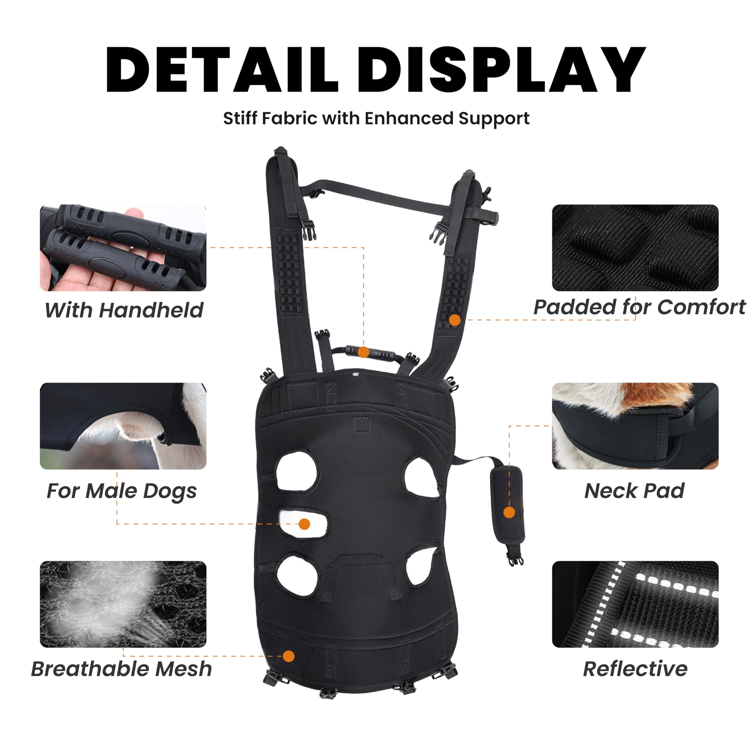 Terapaton dog lift harness backpack worn as chest carrier for convenient outings.