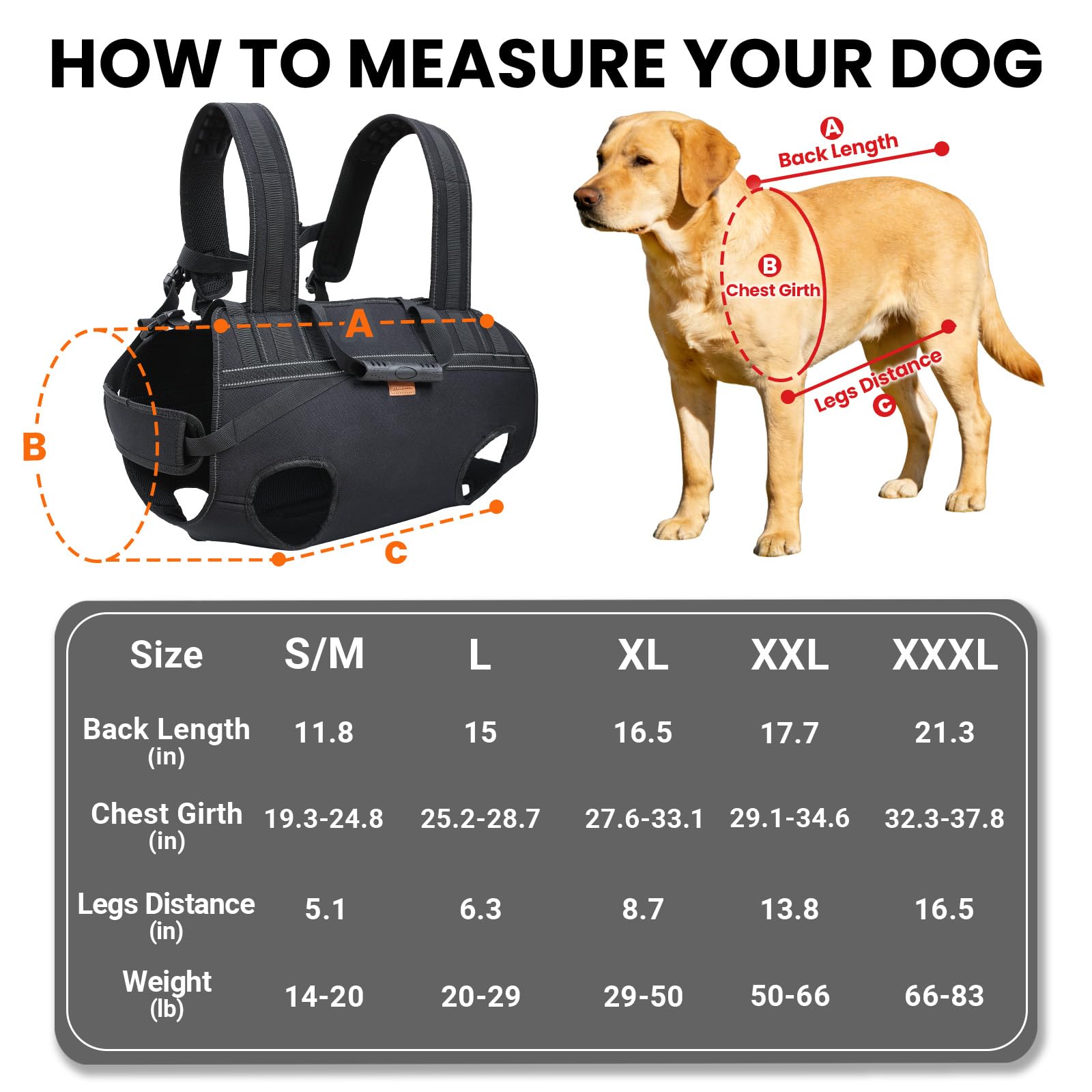 Terapaton dog sling front chest carrier offers ergonomic support for injured or elderly dogs.