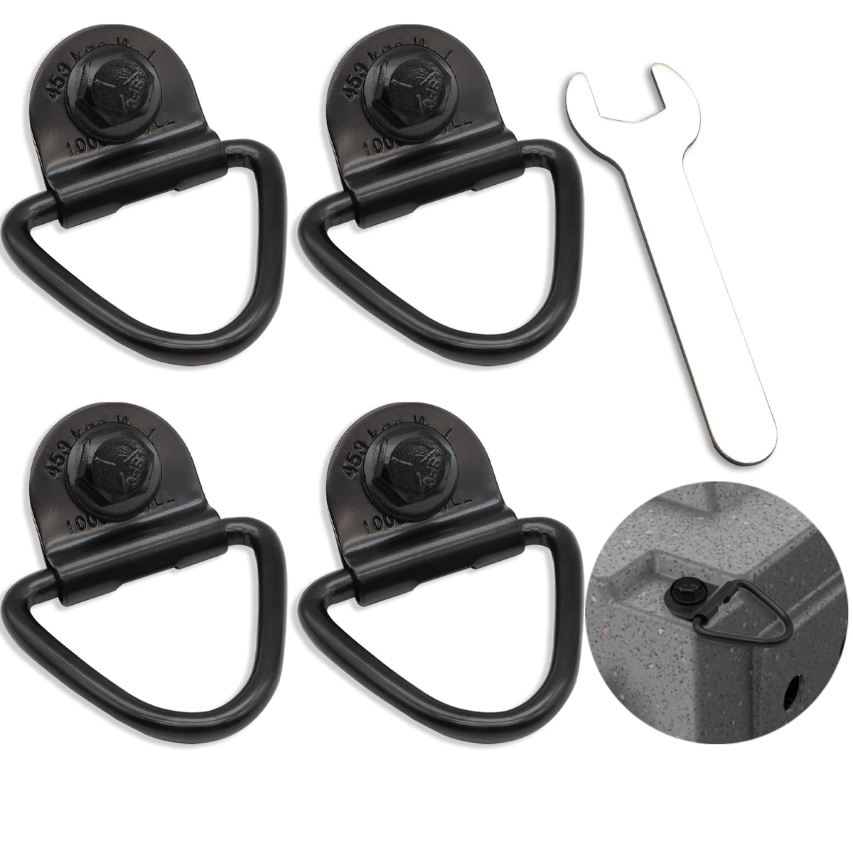 Terixe 4Pack tie down kit for Ruffland kennel box demonstrates complete travel hardware for secure anchoring during travel.